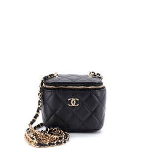 Chanel Mini Tiny CC Link Vanity Case with Chain Quilted Caviar
